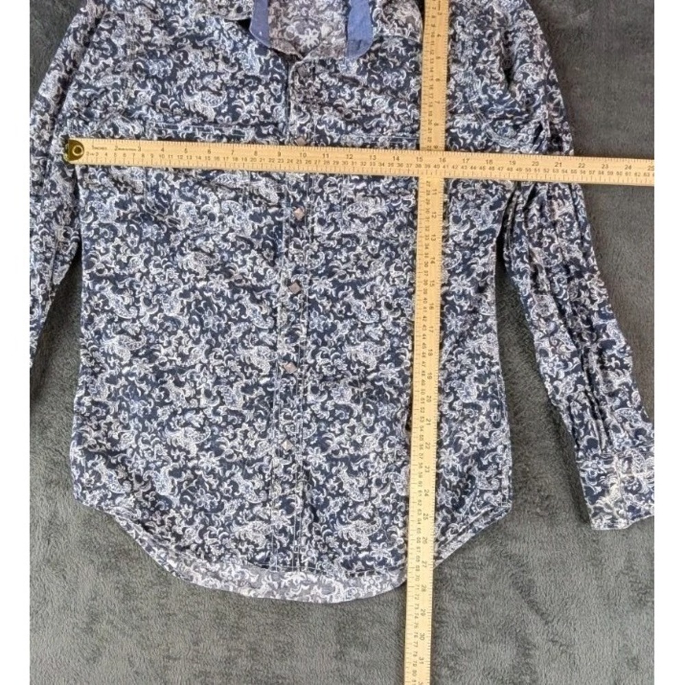 Rock-N-Roll Cowboy Mens Western Pearl Snap Large Blue Paisley‎  2 Pocket - Picture 10 of 10